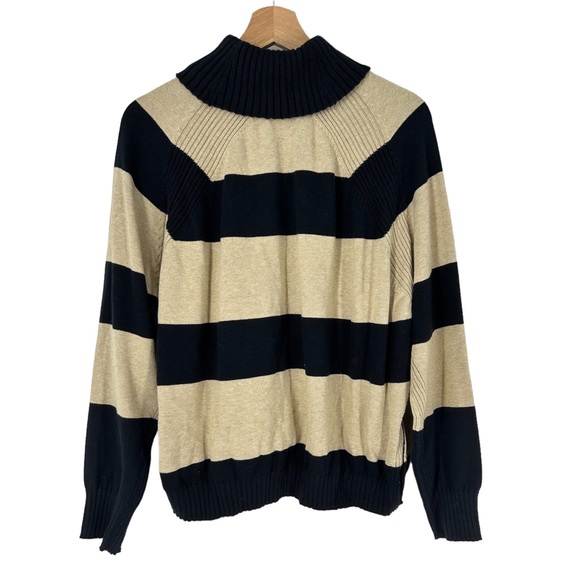 Esprit Polo Neck Sweater Taupe & Black Stripes - Picture 4 of 8